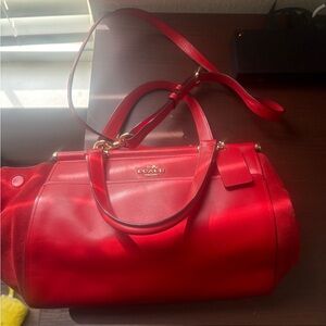 Selena Gomez x Coach Vibrant Red Leather Satchel